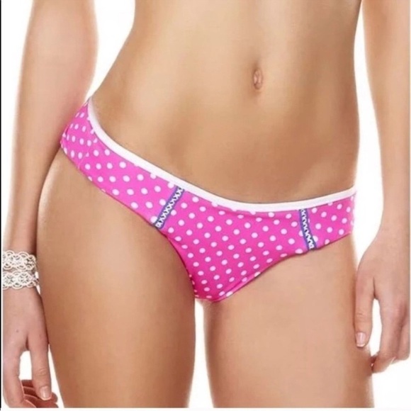 Beach Bunny Pink Polka Dot Bikini Bottom Sz L Nwt - Picture 1 of 10